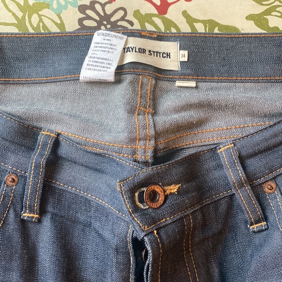 Taylor Stitch The Slim Jeans Organic Selvage Blue Raw Denim tag 34 (38x29 actual - Picture 2 of 3